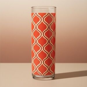 Vintage Libbey Orange Geometric Glass Vase Mid Century Modern 10”